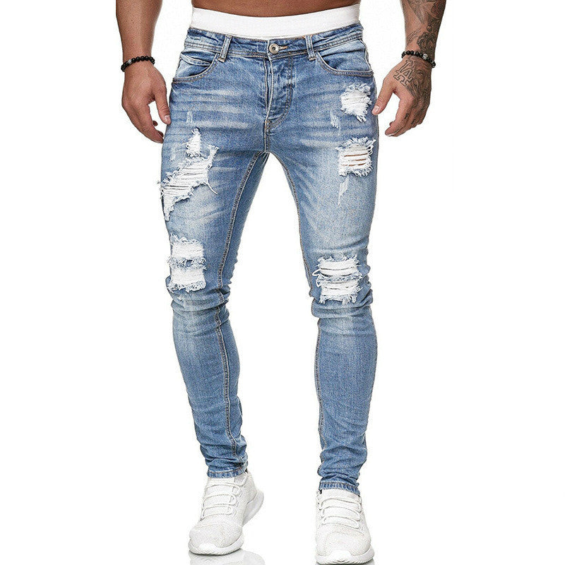 Loom & Soul™ Vaqueros ajustados desgastados vintage – Pantalones de mezclilla urbanos slim-fit para hombre