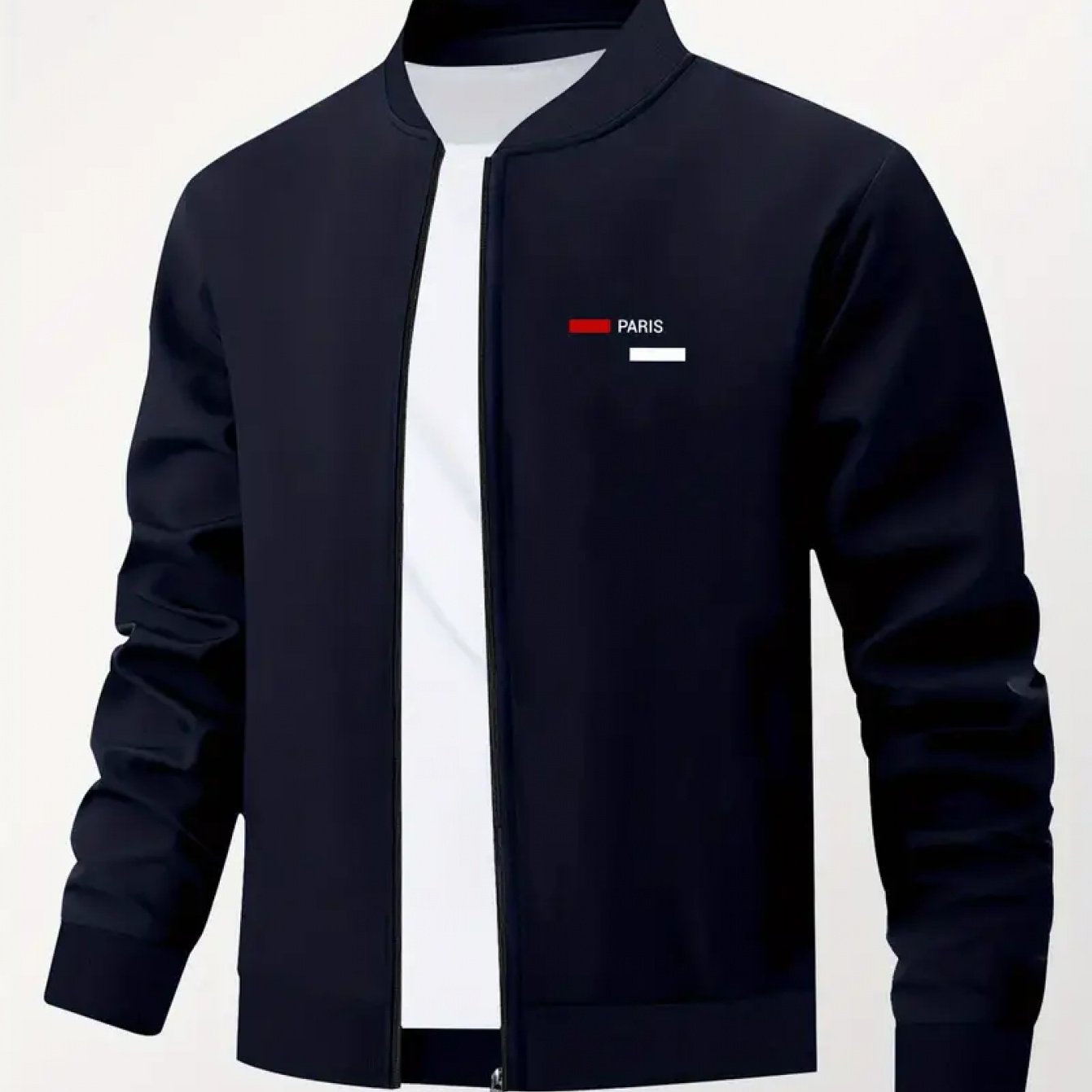 Chaqueta Estampada con Cuello Béisbol para Hombre – Abrigo Informal de Trabajo con Cremallera