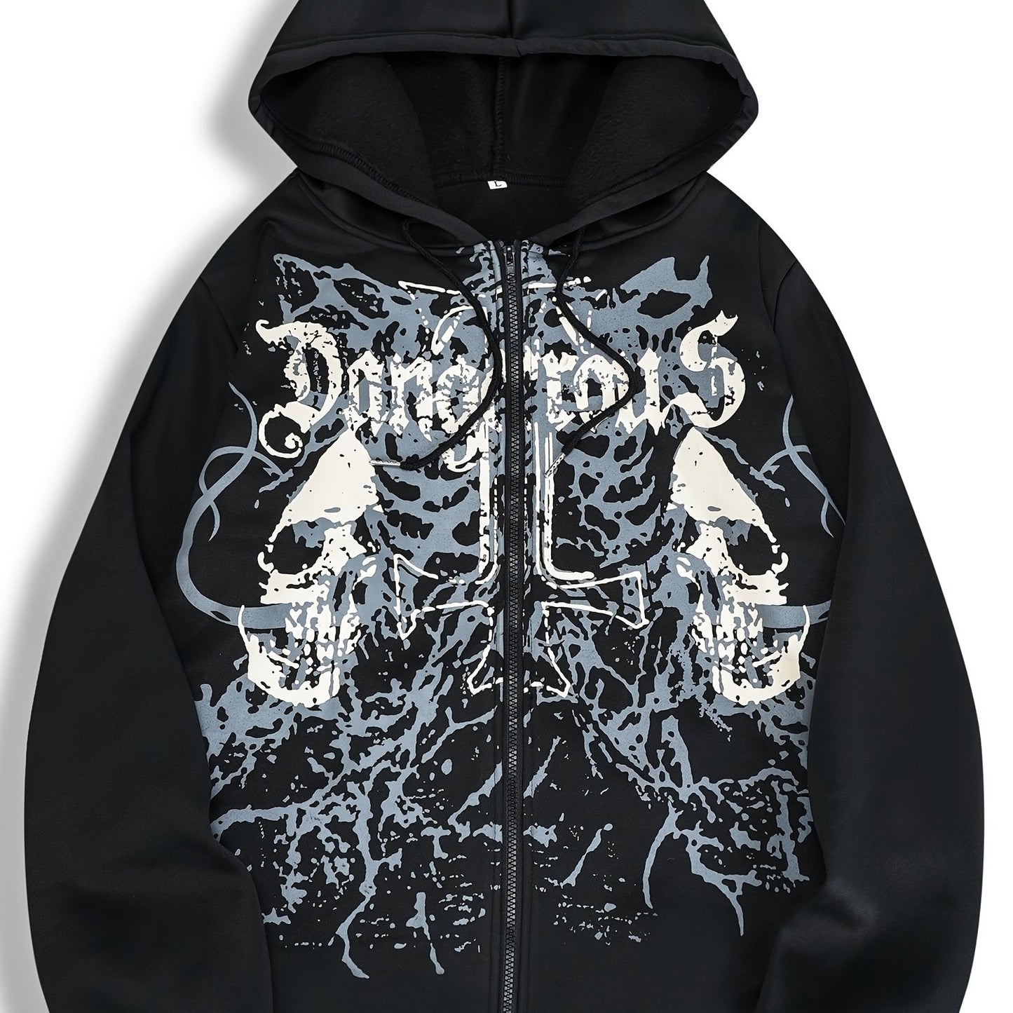 Chaqueta con capucha estampada de calaveras para hombre – Sudadera casual con cremallera para otoño/invierno