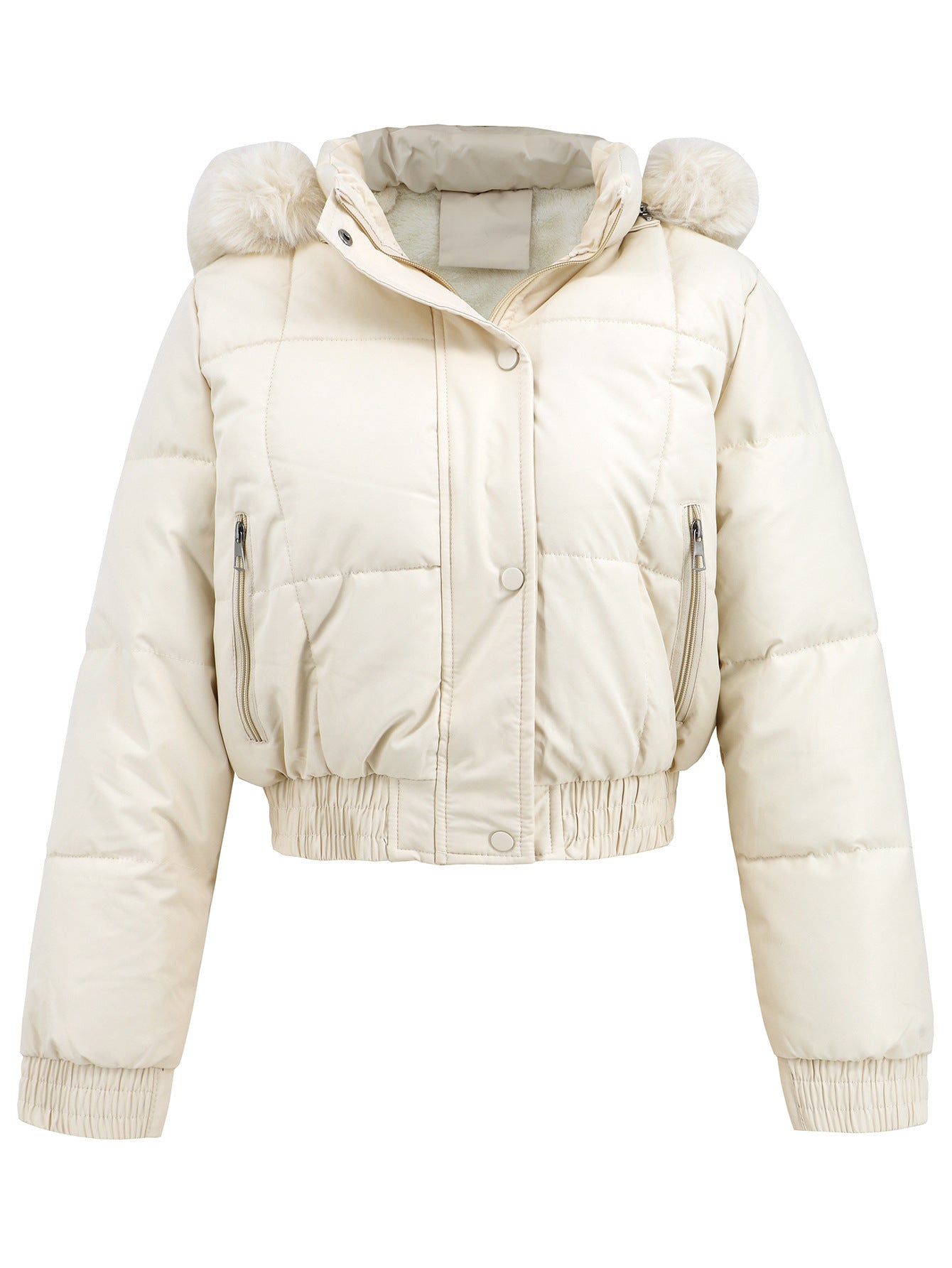 Loom & Soul™ Chaqueta de invierno acolchada de algodón para mujer – Elegante abrigo grueso y cálido en caqui, negro o blanco