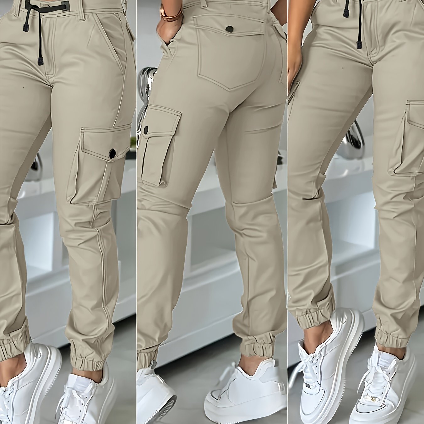 Pantalones cargo de mujer de cintura alta – Pantalones de trabajo elegantes para todas las estaciones