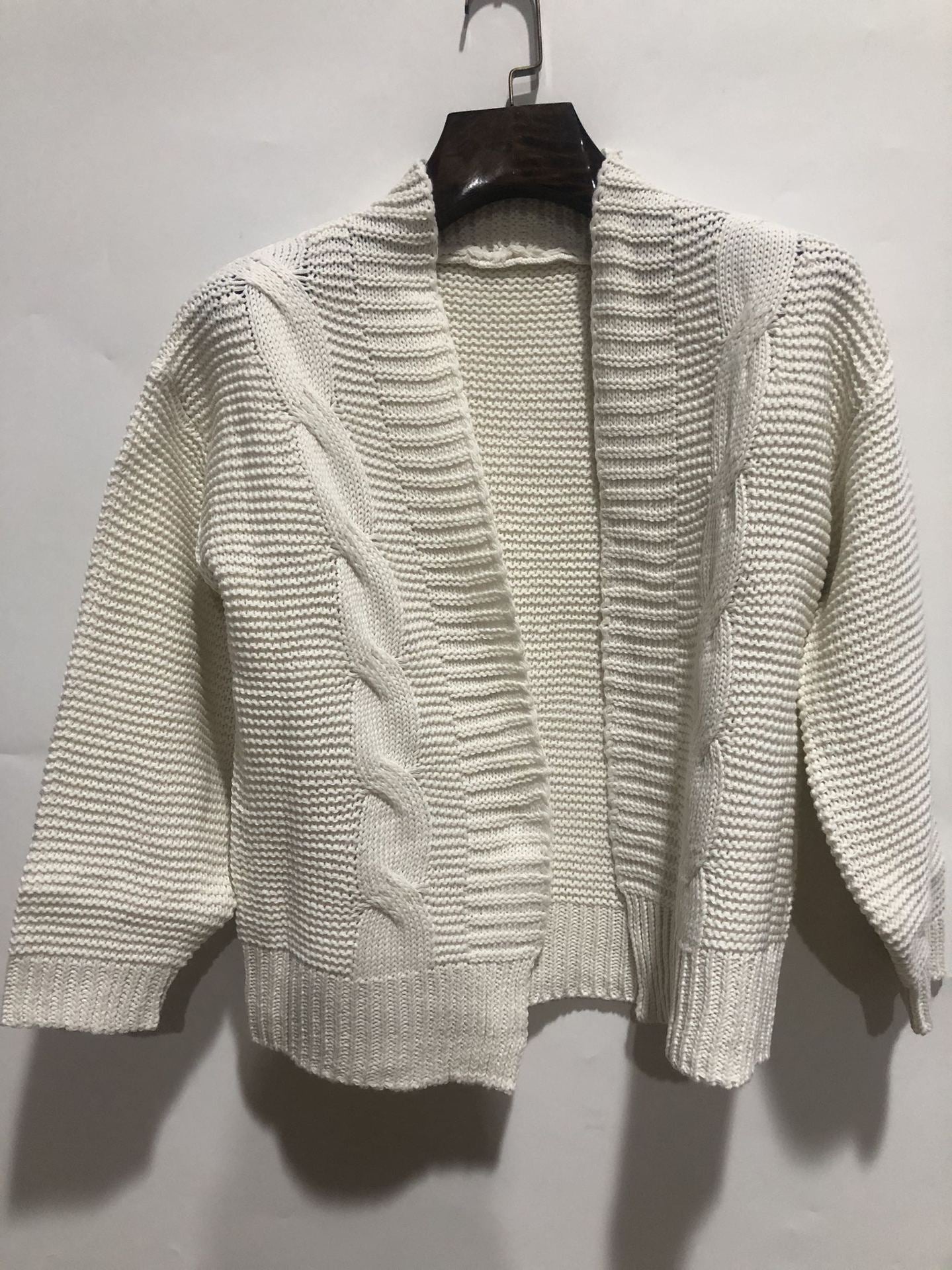 Cárdigan de punto de imitación de mohair para mujer – Abrigo de suéter de invierno cálido y holgado