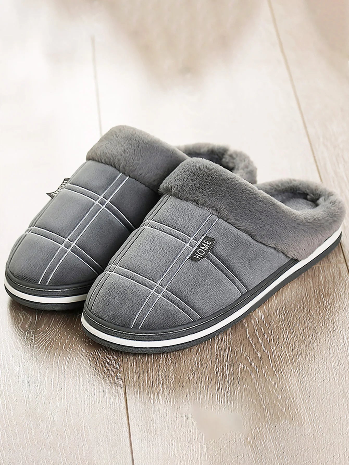 Men’s Cozy Flannel Memory Foam Slippers – Winter Comfort Slip-On