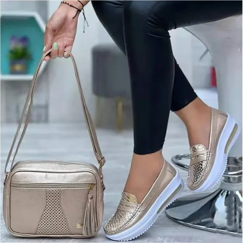 Mocasines de plataforma sin cordones YEAE™ para mujer – Zapatillas deportivas informales ligeras con cuña