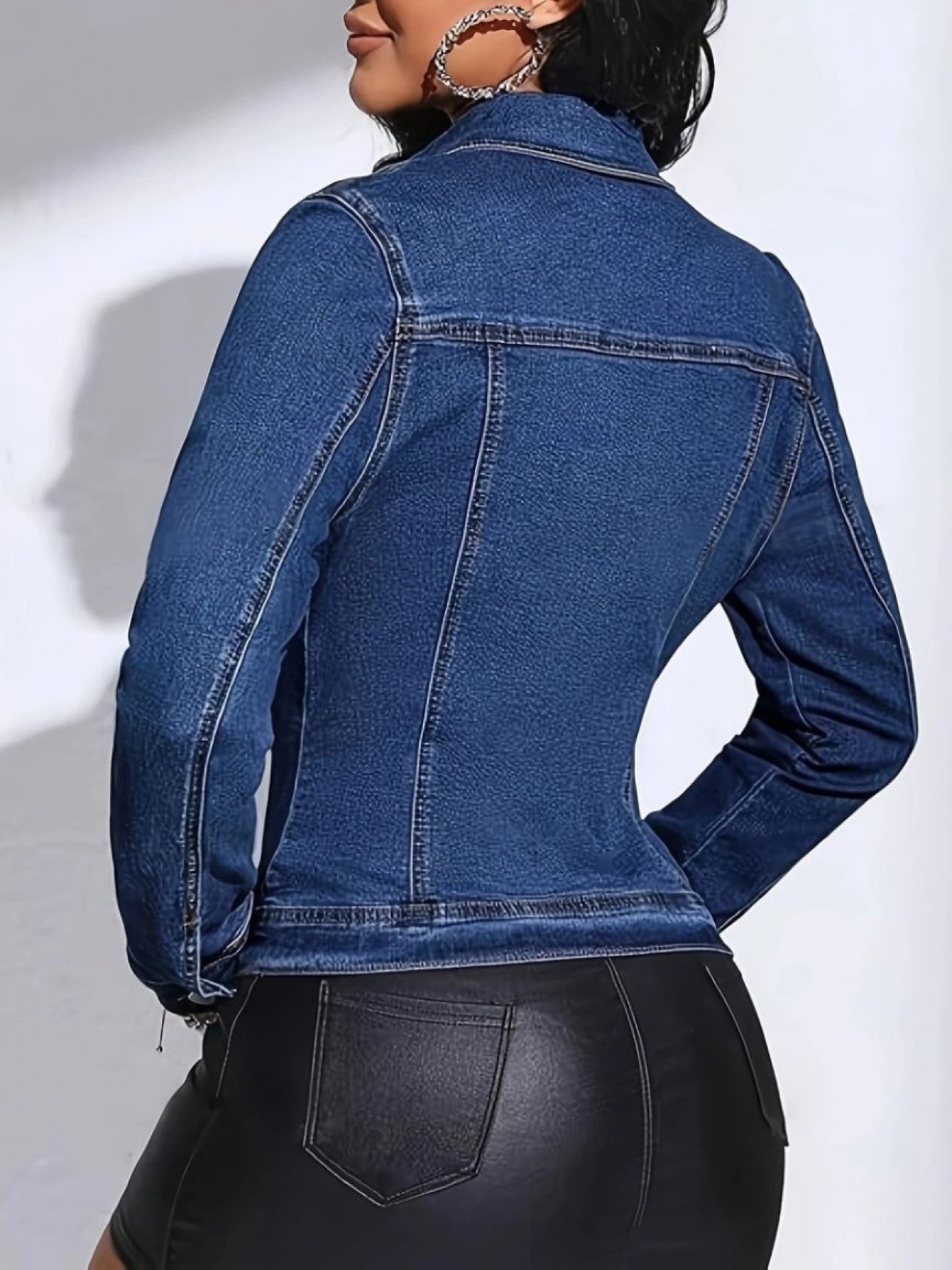 Vintage Waist Fit Coat – Short Stretch Button Jacket