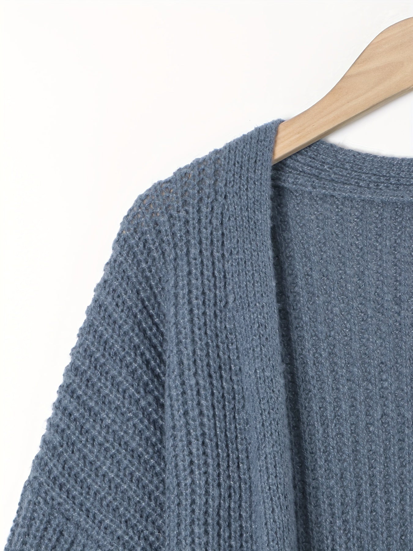 Elegante cárdigan acanalado con cuello en V profundo – Suéter de punto de otoño/invierno para mujer