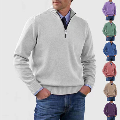 Suéter de cuello alto para hombre Loom & Soul™ – Jersey de punto de invierno ajustado con cremallera en el cuello