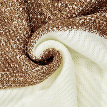 Men’s Color Block Cable Knit Sweater – Long Sleeve Pullover