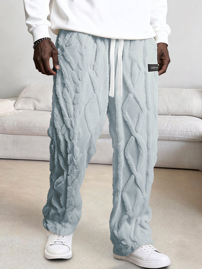 Pantalones de casa de forro polar para hombre – Comodidad cálida de invierno con cordón