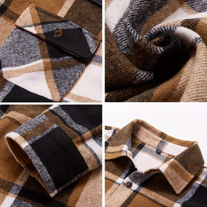 Chaqueta tipo camisa de lana a cuadros para hombre – Sobrecamisa cómoda a cuadros con botones