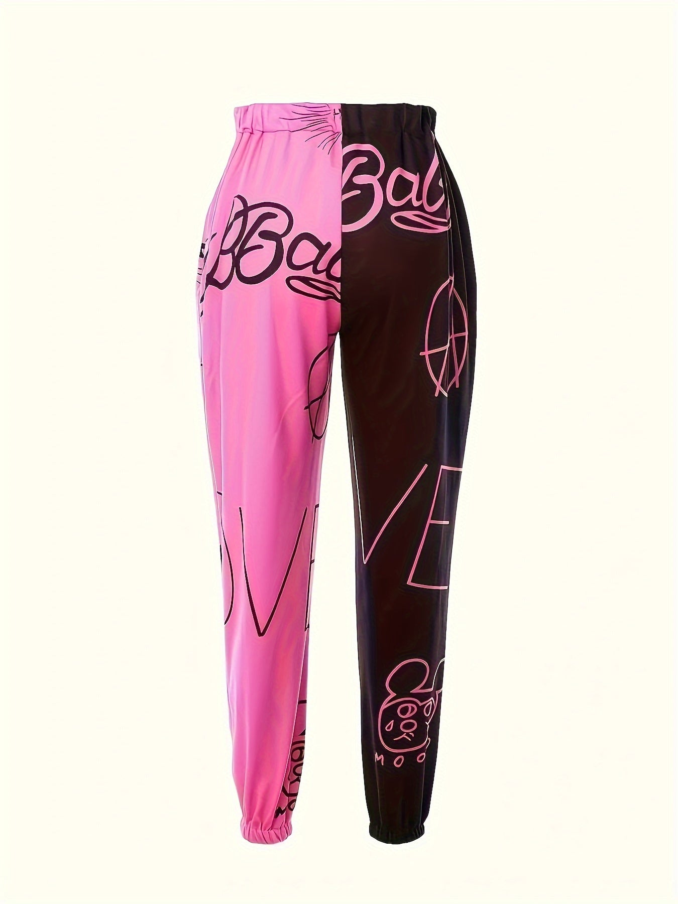 Pantalones deportivos color block para mujer – Streetwear informal de corte holgado