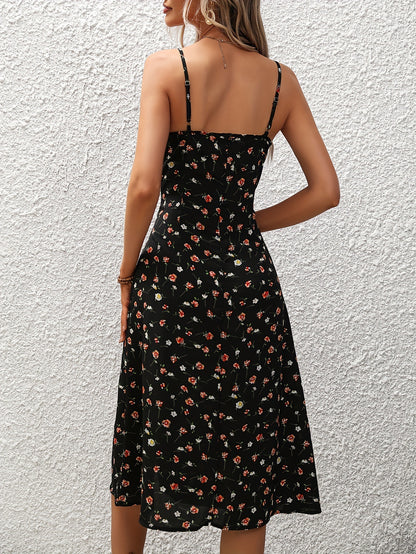 Loom & Soul™ Vestido Largo con Tirantes Finos y Estampado de Lunares – Vestido Largo de Verano para Mujer con Abertura