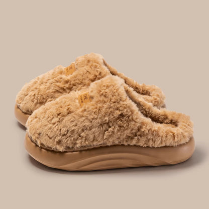 Plush Cotton Home Slippers – Thick Sole Warm Comfort Slides