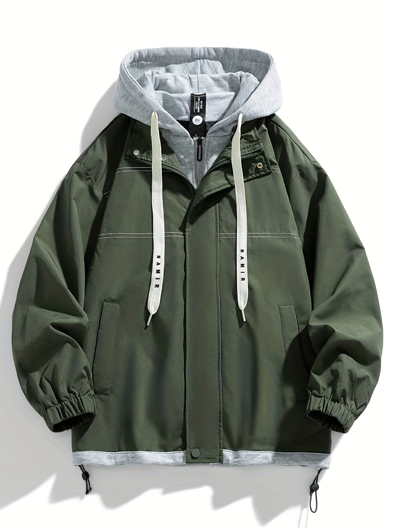 Chaqueta con cremallera y bloques de color para hombre Loom & Soul – Cortavientos ligero con capucha