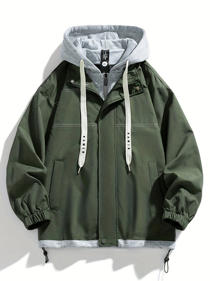 Chaqueta con cremallera y bloques de color para hombre Loom & Soul – Cortavientos ligero con capucha