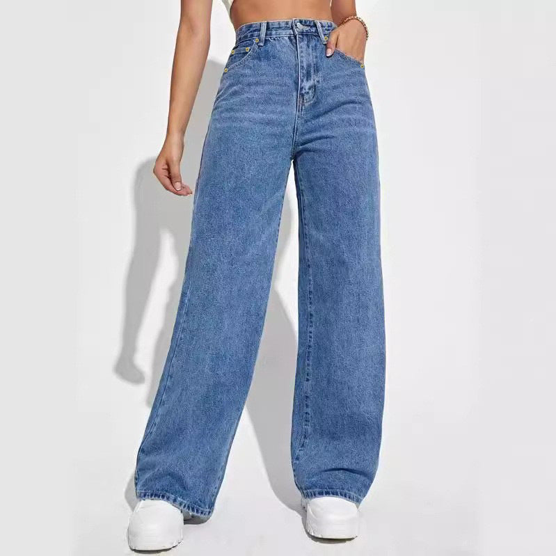 Jean coupe droite classique Loom & Soul™ à taille mi-haute – Pour femme