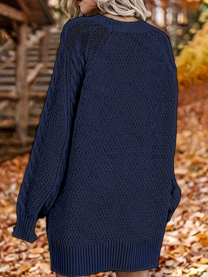 Suéter Vika para mujer - Jersey de punto midi holgado con cuello redondo