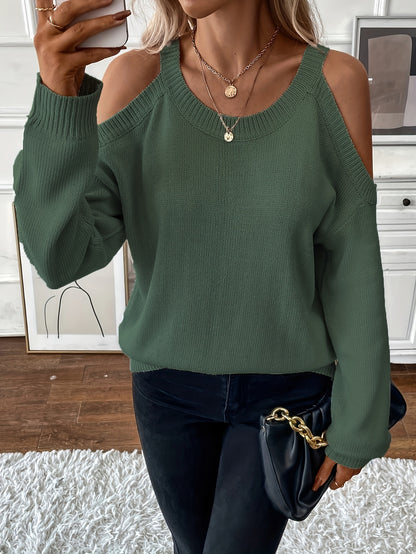 Suéter de punto suave para otoño/invierno con cuello redondo elegante para mujer