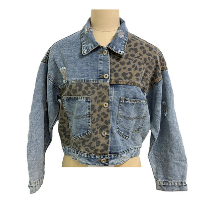 Chaqueta de mezclilla corta y desgastada para mujer – Cierre de botones, estilo urbano