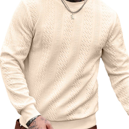 Sudadera con capucha y cuello redondo Jacquard para hombre – Parte superior ligera de corte holgado