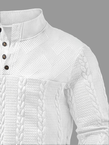 Chemise Henley décontractée pour homme – Haut boutonné à manches longues en tissu extensible doux