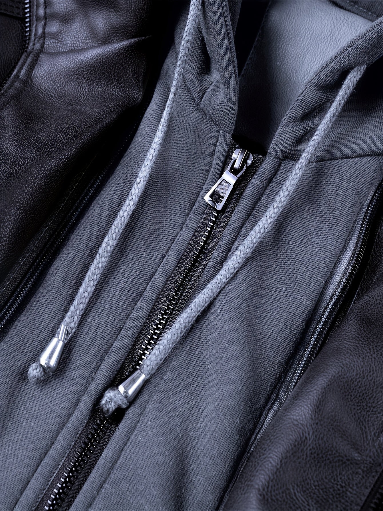 Chaqueta Bomber de Cuero Sintético para Hombre – Con Cremallera y Capucha Removible
