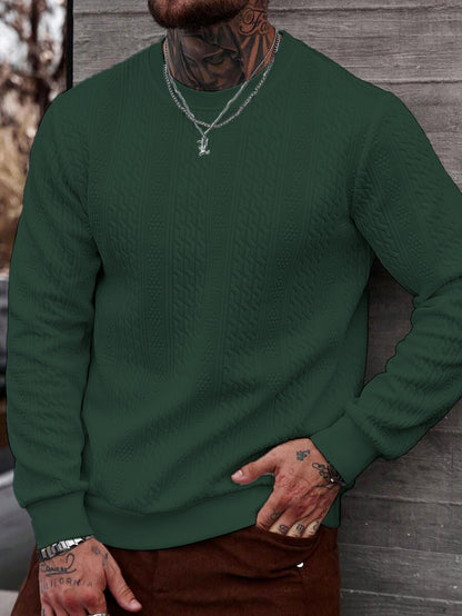 Sudadera con capucha y cuello redondo Jacquard para hombre – Parte superior ligera de corte holgado