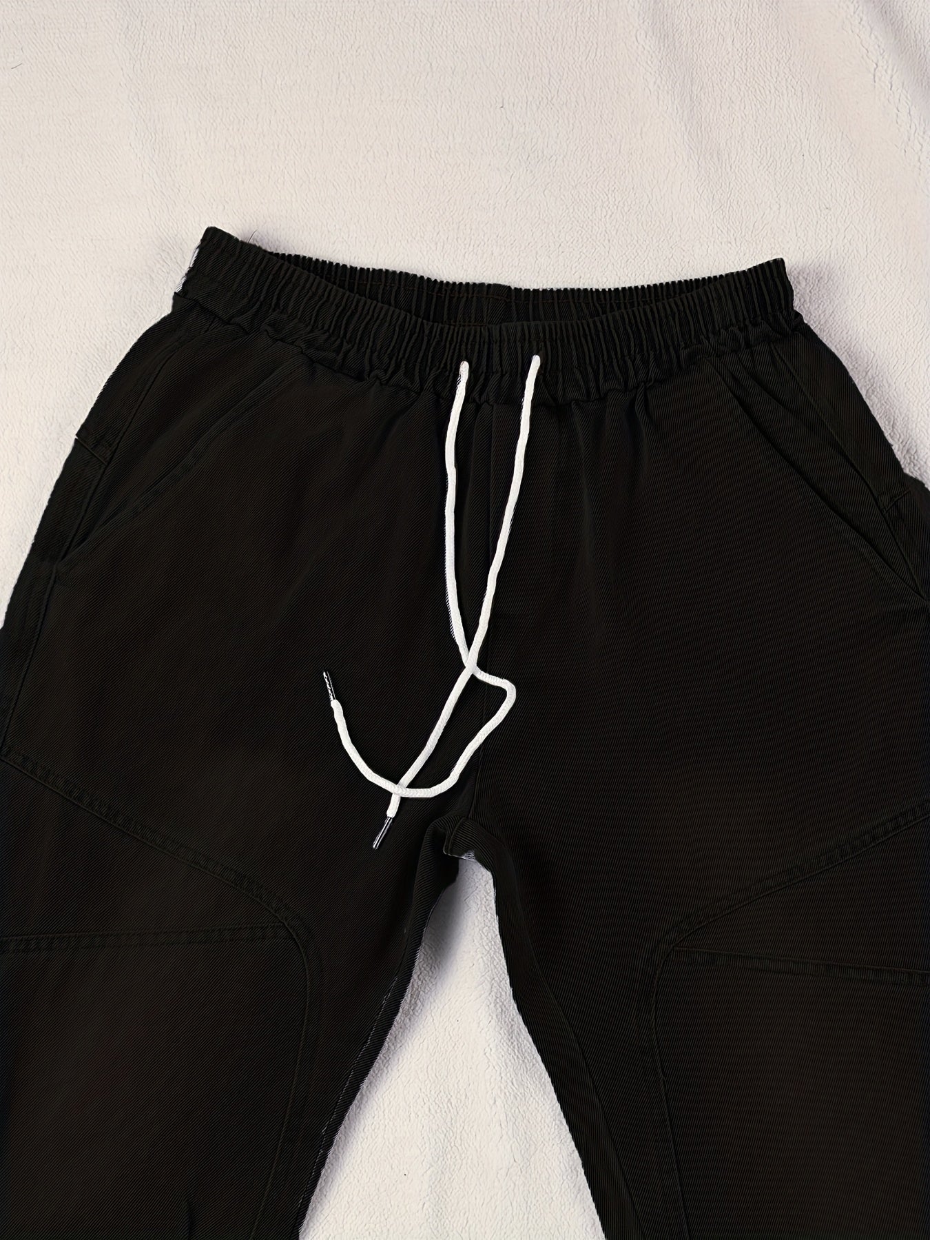 Men’s Drawstring Denim Joggers – Slim Fit Patchwork Jeans