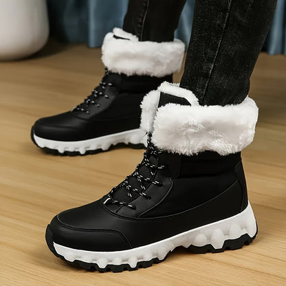 Botas de nieve cálidas antideslizantes para mujer – Zapatillas deportivas informales forradas de felpa para invierno
