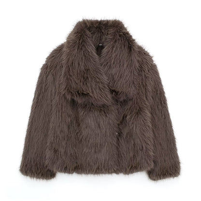 Abrigo de felpa con solapa mullida Loom & Soul™ – Chaqueta de invierno cálida para mujer para una comodidad elegante y sin esfuerzo