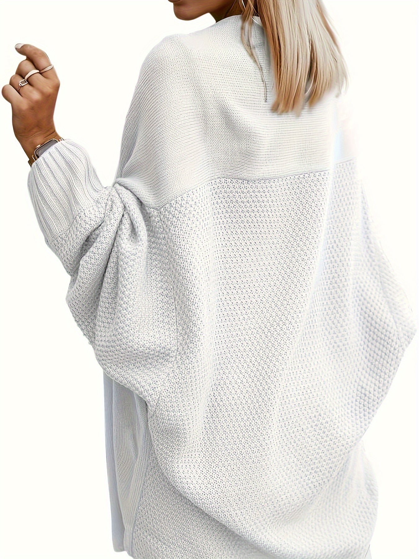 Cárdigan de punto oversize para mujer – Suéter con frente abierto y mangas murciélago