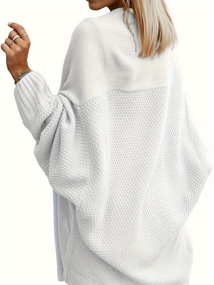 Cárdigan de punto oversize para mujer – Suéter con frente abierto y mangas murciélago