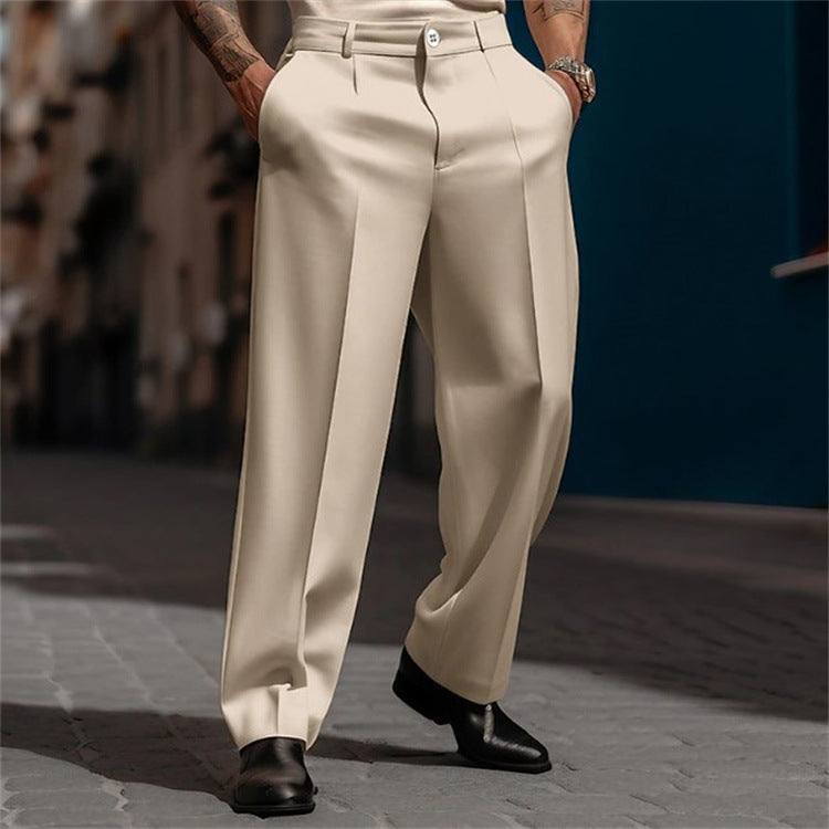 Men’s Straight Fit Suit Pants – Breathable Casual Formal Trousers