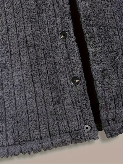 Chaqueta de Franela con Botones para Hombre – Abrigo Casual de Solapa para Invierno