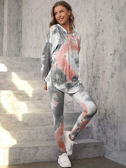 Ensemble de détente tie-dye pour femme – Haut à capuche et pantalon sarouel