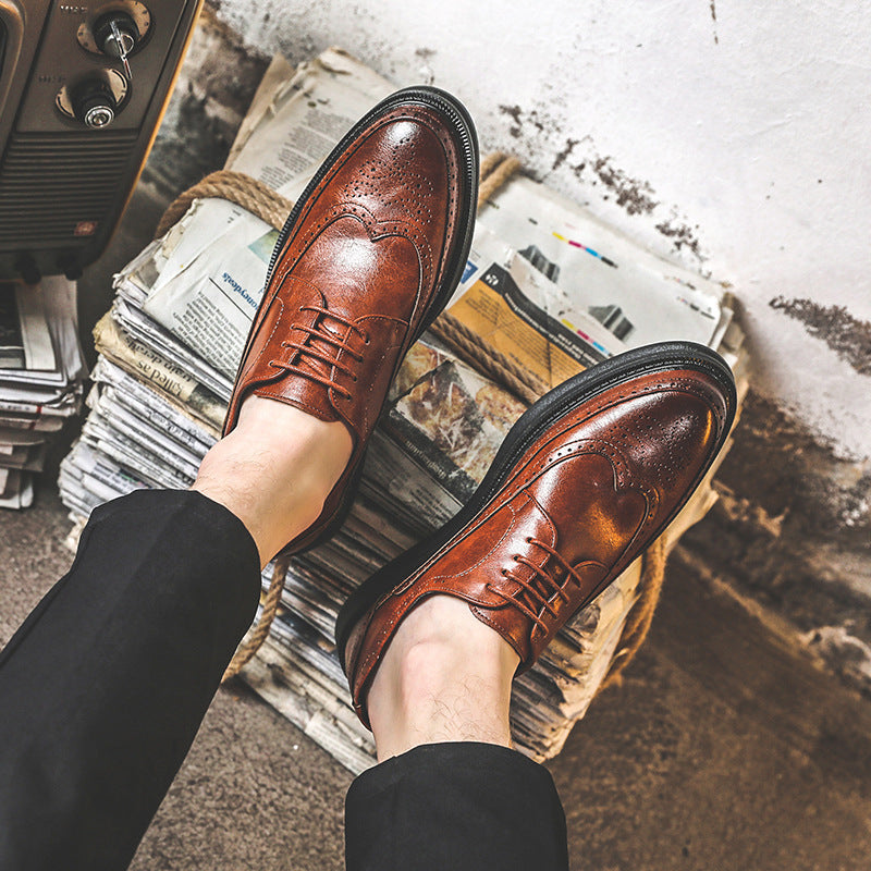 Zapatos de vestir casuales para hombre Loom & Soul™ - Zapatos de vestir británicos estilo coreano en cuero de microfibra de primera calidad