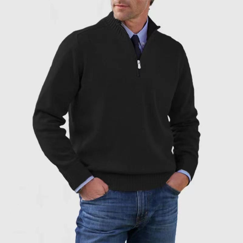 Suéter de cuello alto para hombre Loom & Soul™ – Jersey de punto de invierno ajustado con cremallera en el cuello