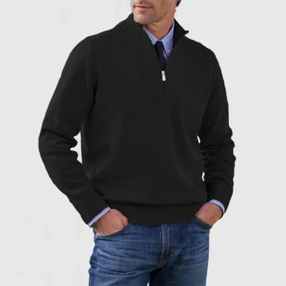 Suéter de cuello alto para hombre Loom & Soul™ – Jersey de punto de invierno ajustado con cremallera en el cuello