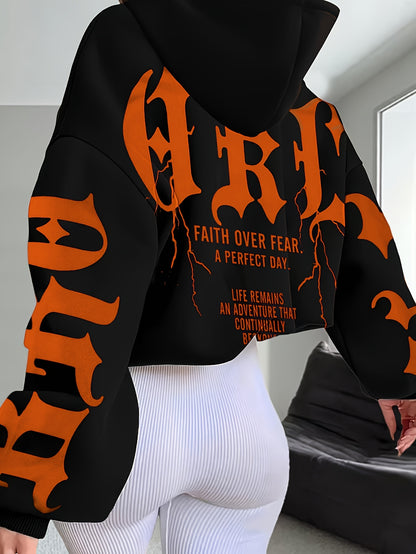 Faith Over Fear Hoodie – Black & Pink Gothic Lettering Loose Fit Sweatshirt