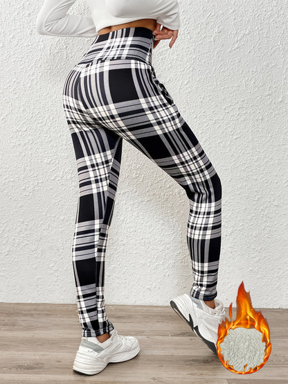 Leggings forradas de vellón de talle alto para mujer – Pantalones rectos abrigados de invierno