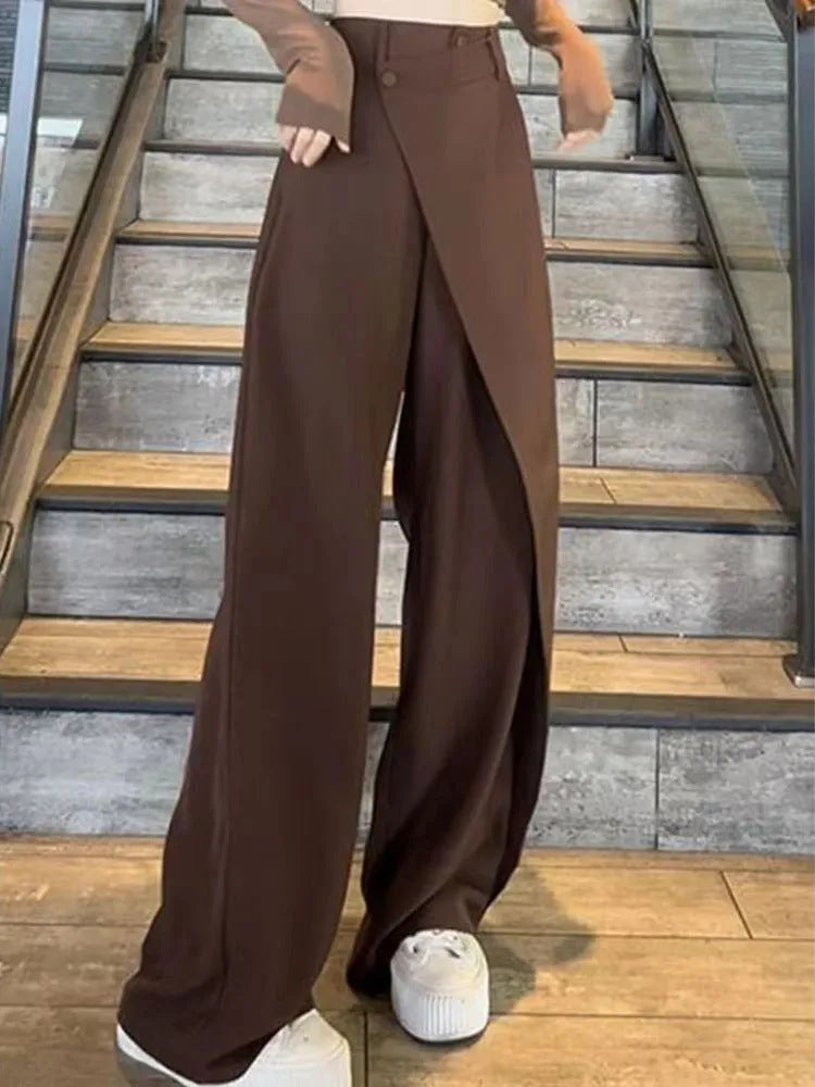 Pantalon large irrégulier Loom & Soul™ – Pantalon ample taille haute pour femme