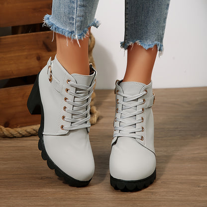 Women’s High Heel Ankle Boots – Block Heel Elegant Slip-On