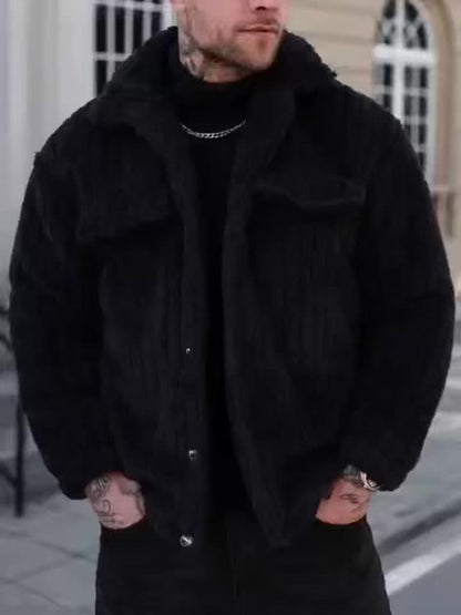 Chaqueta de Franela con Botones para Hombre – Abrigo Casual de Solapa para Invierno