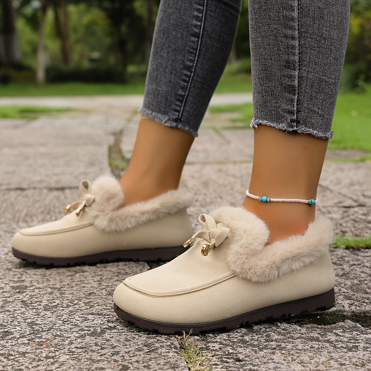 Women’s Fleece-Lined Loafers – Warm Slip-On Winter Shoes