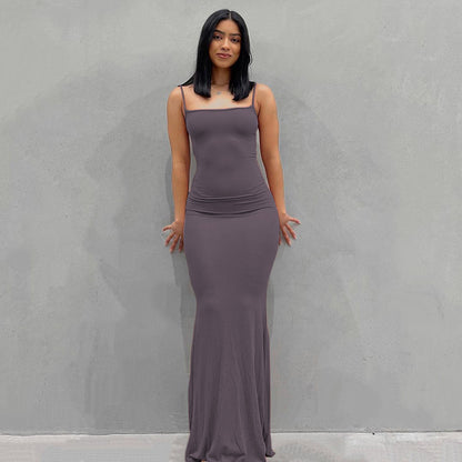 Vestido Largo Maxi A-Line sin Mangas – Vestido de Verano Minimalista de Cintura Alta