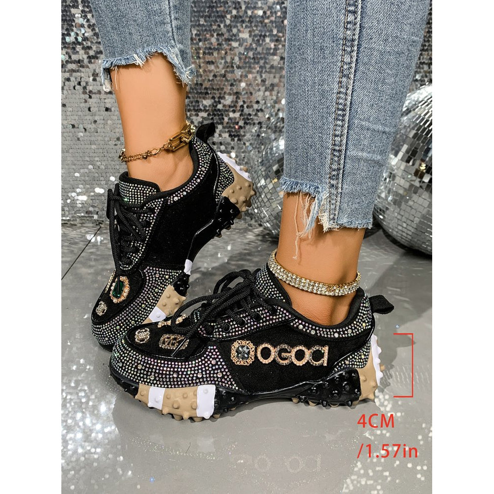 Baskets Femme Détail Doré – Chaussures Décontractées à Lacets Élégantes