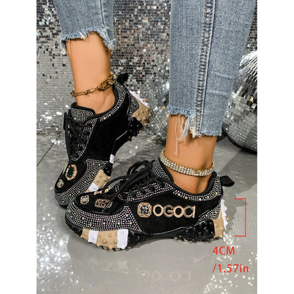 Baskets Femme Détail Doré – Chaussures Décontractées à Lacets Élégantes