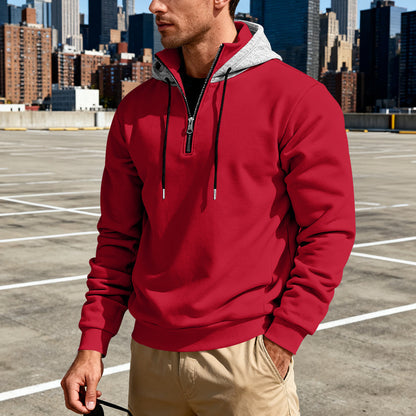 Men’s Stand Collar Pullover Hoodie – Luxury Commuter Casual Sweatshirt
