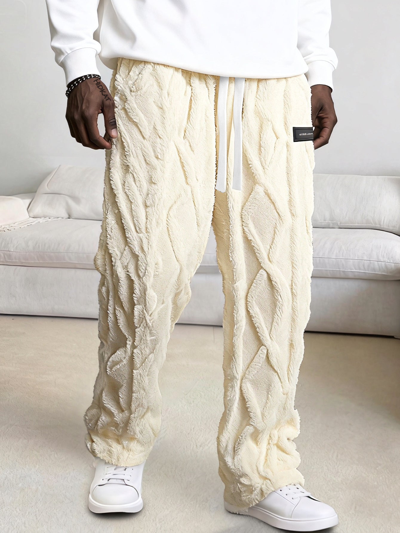 Pantalones de casa de forro polar para hombre – Comodidad cálida de invierno con cordón