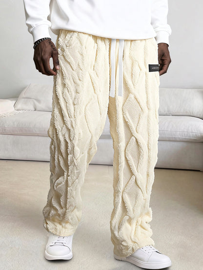 Pantalones de casa de forro polar para hombre – Comodidad cálida de invierno con cordón
